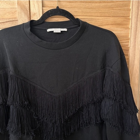 Stella McCartney Tiered V-Fringe Sweatshirt in black size M - Picture 7 of 9